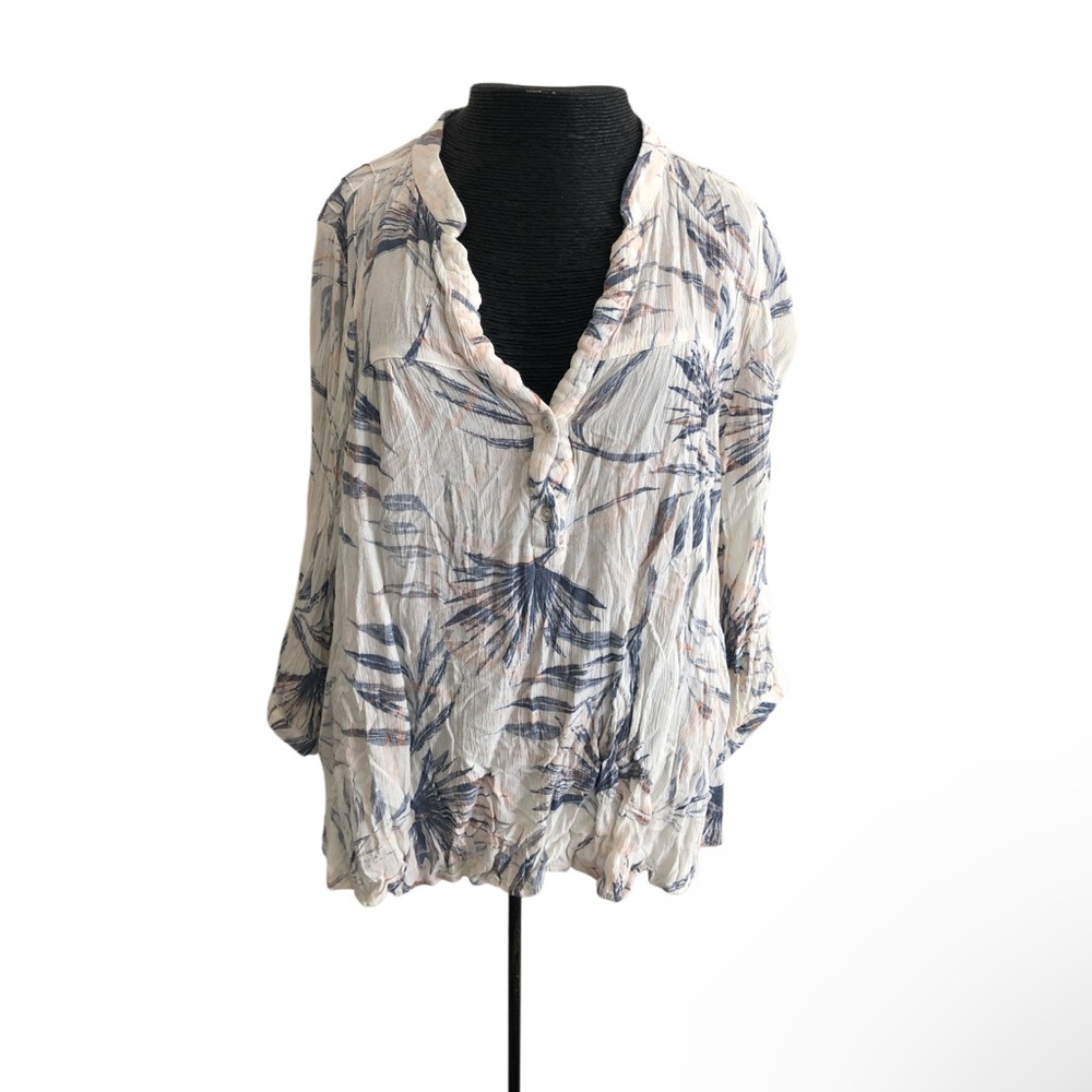 O'Neill Gauze Cream With Navy Botanical Print & Shorts Set